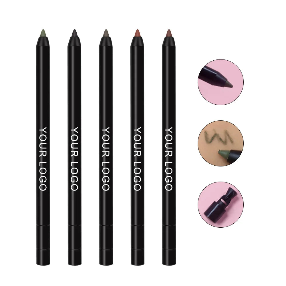 Private Label Adapter Glitter Retractable Eye Liner Tool Cosmetics Makeup Rotating Matte Waterproof Cream Eyeliner Pencil
