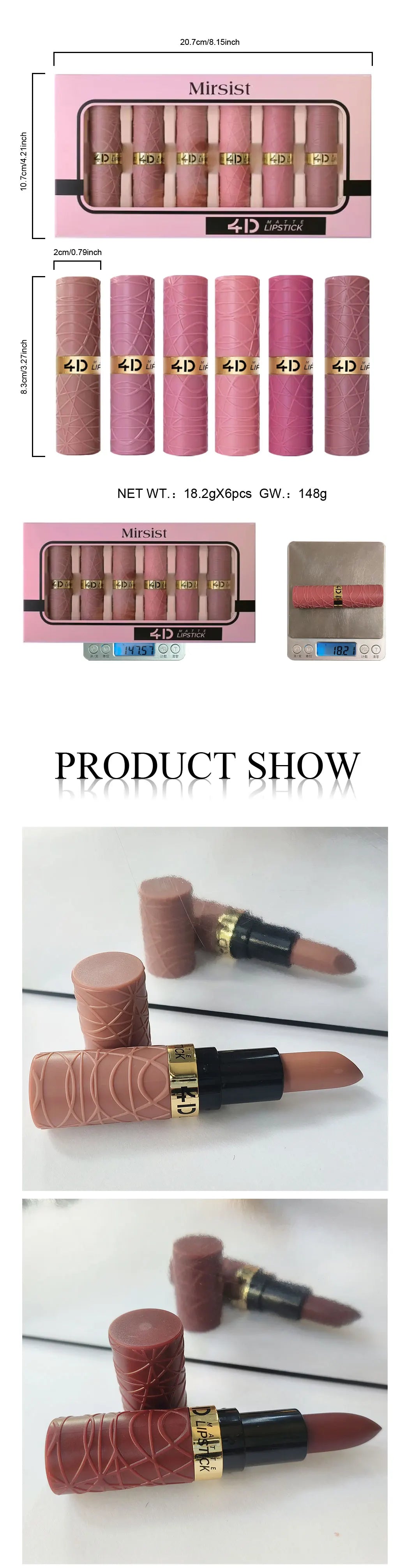 6Pcs Velvet Matte Lipstick Set Sexy Women's Lip Tint Long-Lasting Waterproof Non-Stick Moisturizing Lip Cosmetics Makeup