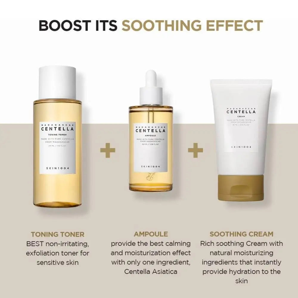 Korean Skin1004 Centella Ampoule Toner Cleanser Face Serum Cleaning Oil and Moisturizer Cream Skincare Kit Original Products Set
