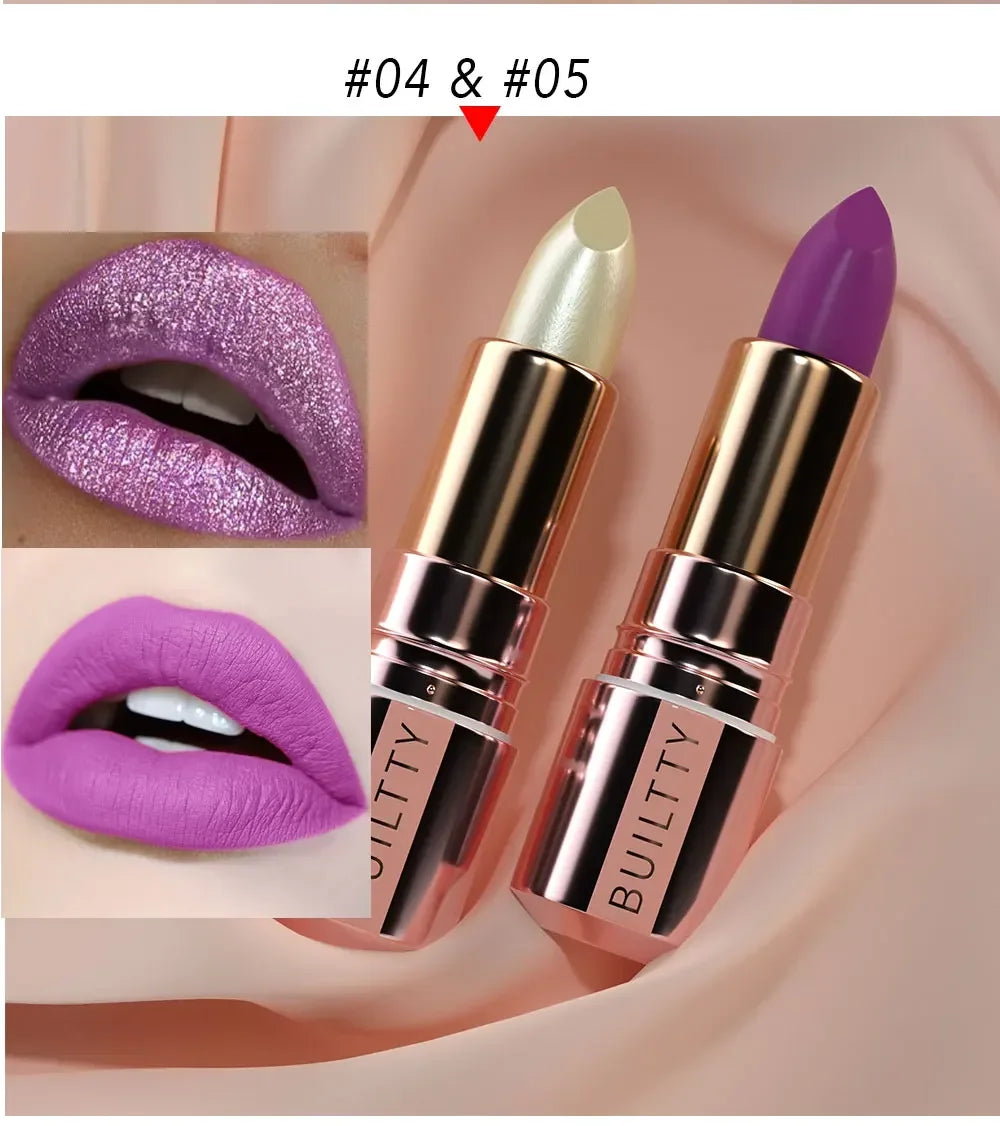 Matte Lipstick 5 Colors Nude Red Moisturizer Smooth Lipstick Long Lasting Waterproof Lipstick Matte & Pearl Finish Makeup Gift