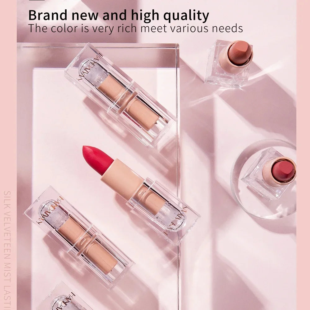 HANDAIYAN Matte Nude Lipstick Velvet Finish Lipsticks Long-Lasting Waterproof Women's Makeup Korean Cosmetic Popular Gift Item