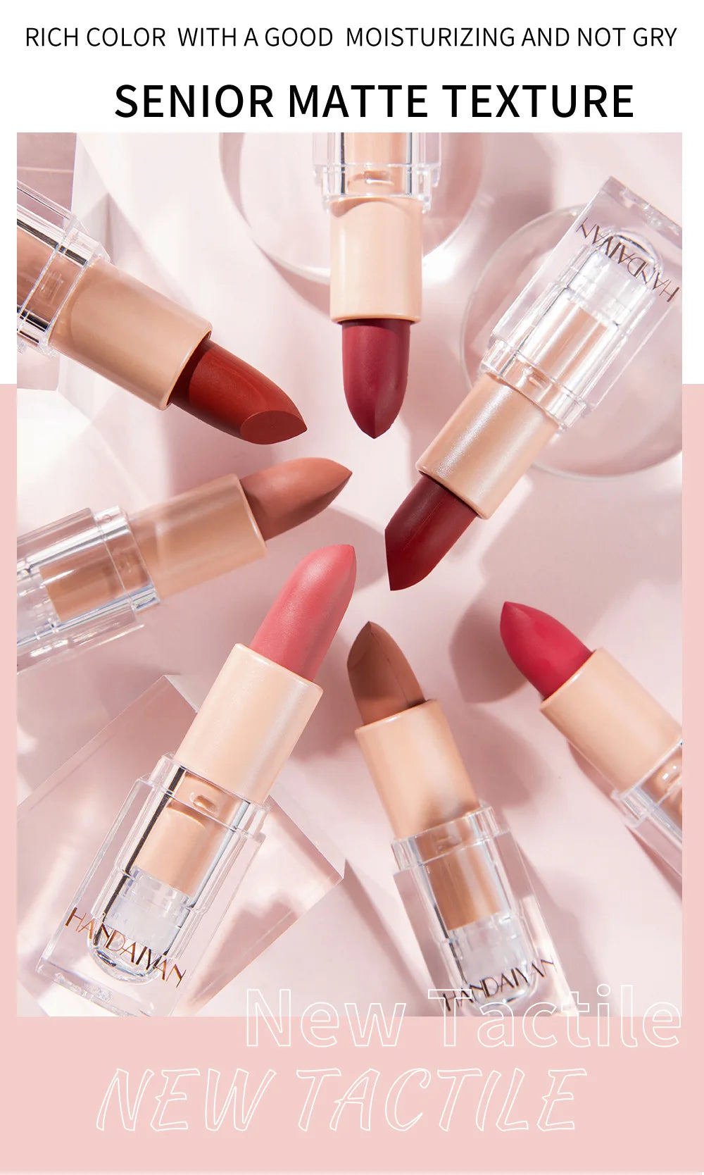 HANDAIYAN Matte Nude Lipstick Velvet Finish Lipsticks Long-Lasting Waterproof Women's Makeup Korean Cosmetic Popular Gift Item