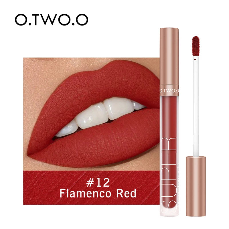 Wholesale O.TWO.O Lipstick Lip Gloss Makeup Waterproof Velvet 12 Colors Liquid Lip Stick Matte Long Lasting Sexy Red Lip Tint