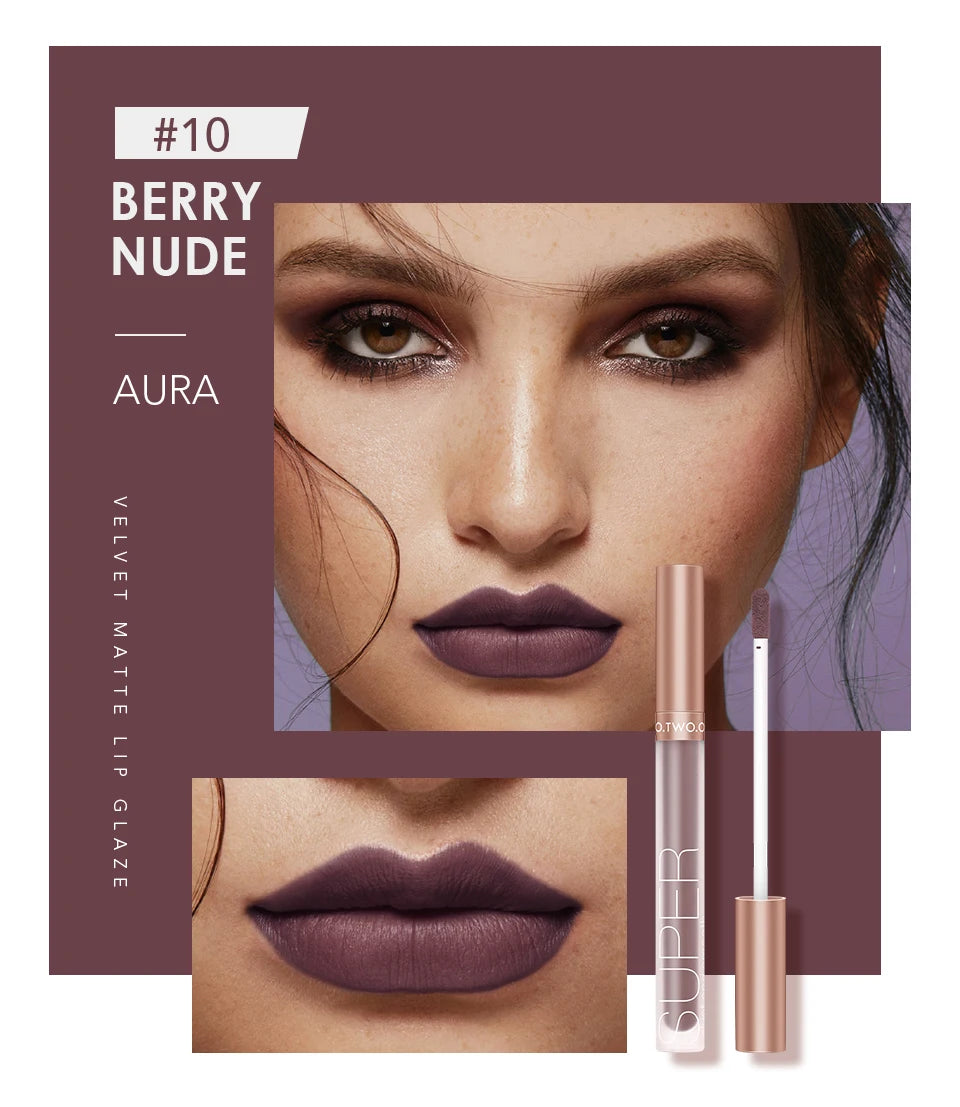 Wholesale O.TWO.O Lipstick Lip Gloss Makeup Waterproof Velvet 12 Colors Liquid Lip Stick Matte Long Lasting Sexy Red Lip Tint