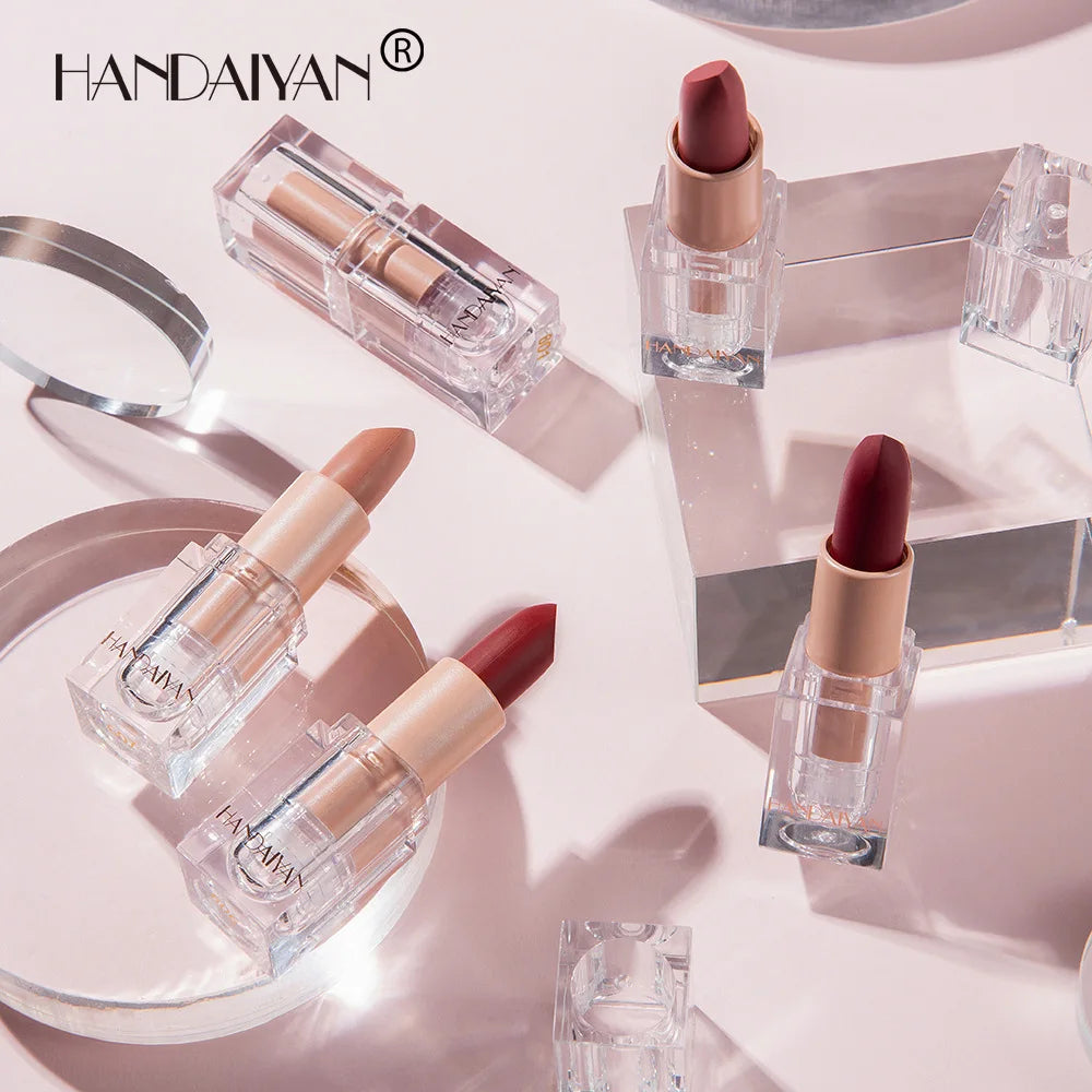 HANDAIYAN Matte Nude Lipstick Velvet Finish Lipsticks Long-Lasting Waterproof Women's Makeup Korean Cosmetic Popular Gift Item