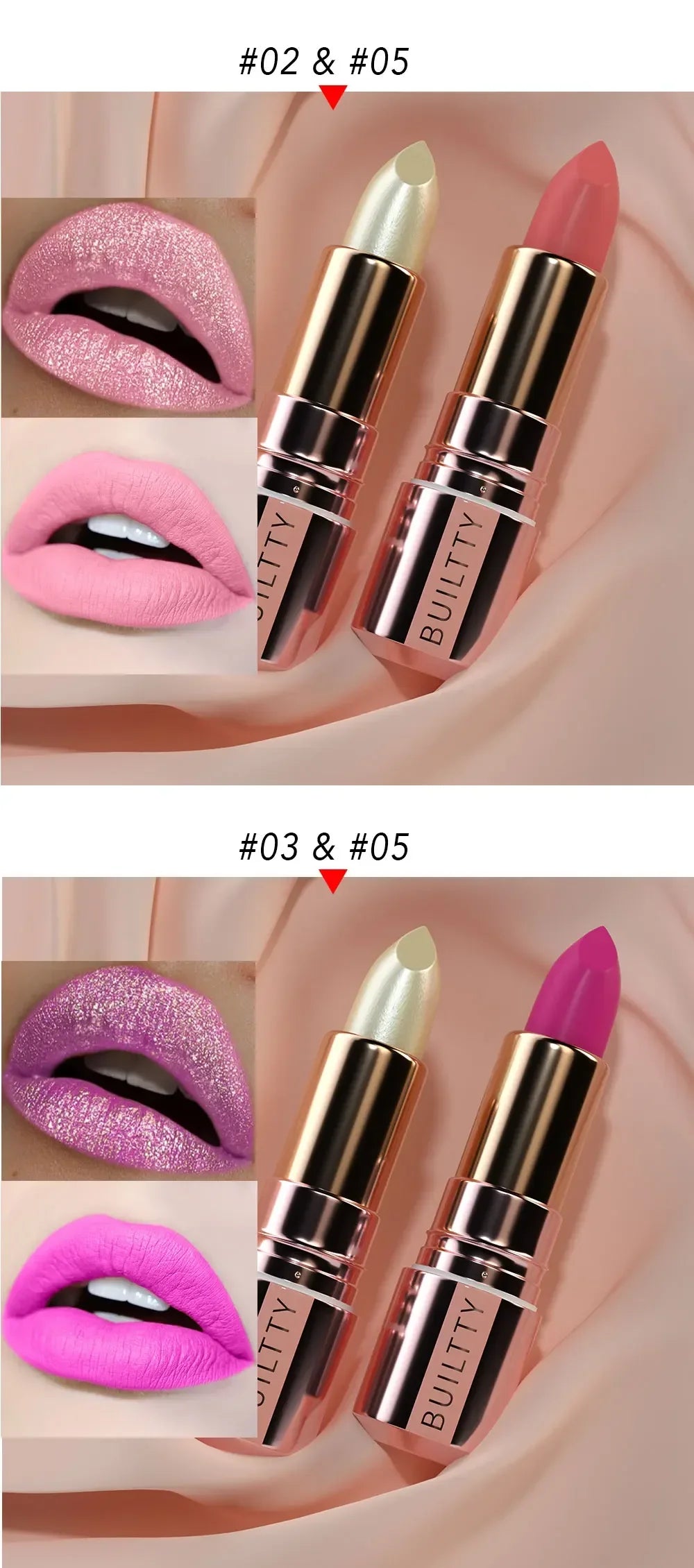 Matte Lipstick 5 Colors Nude Red Moisturizer Smooth Lipstick Long Lasting Waterproof Lipstick Matte & Pearl Finish Makeup Gift