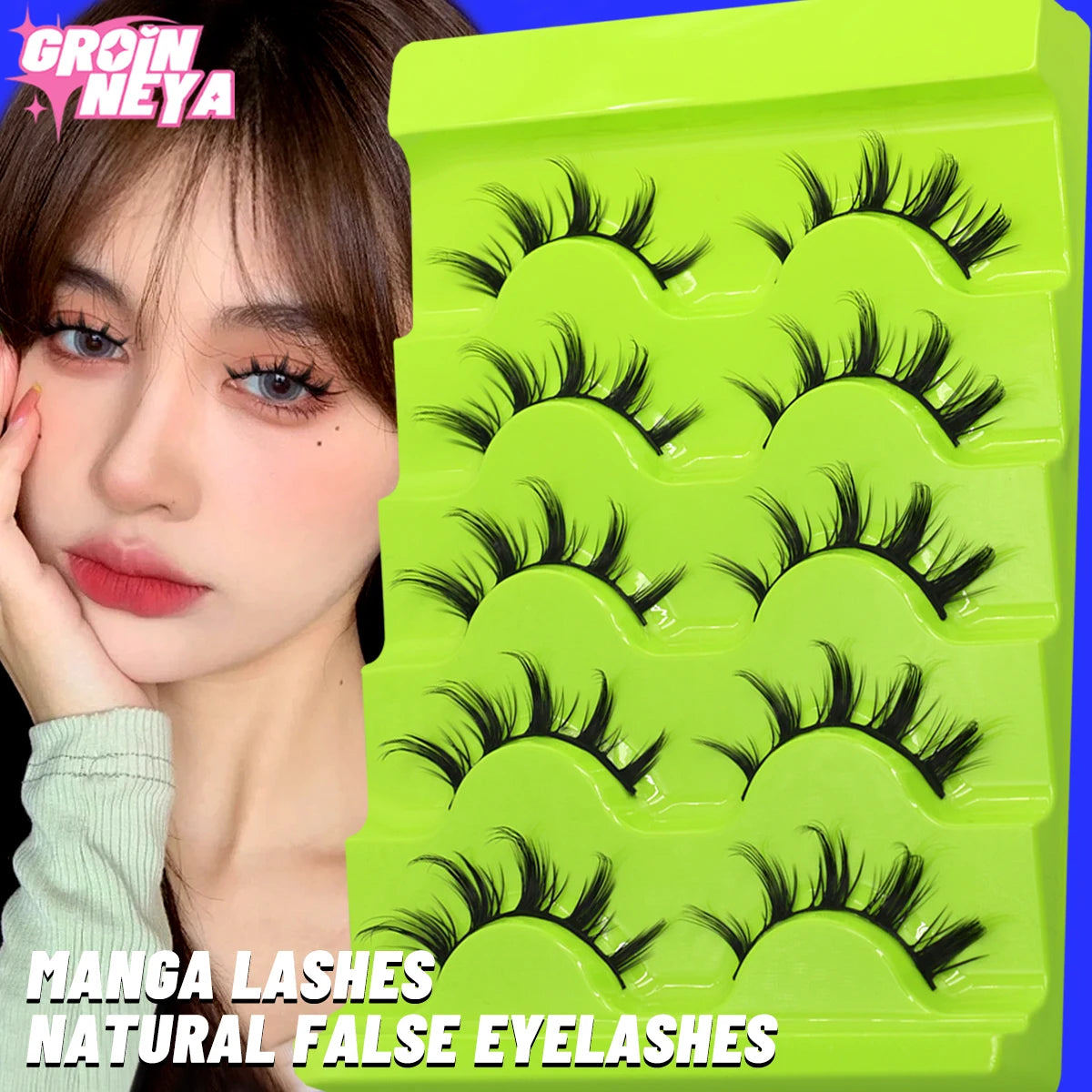Manga Lashes Cat eye 3D Natural False Lashes Eyelashes Natural Look Manga Lashes Soft Cross Wispy Natural Eyelash Extension