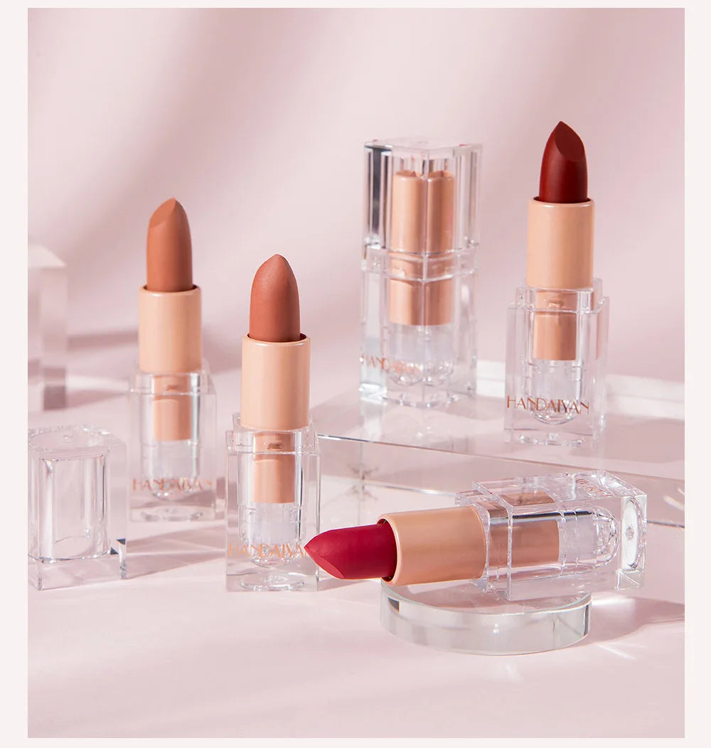 HANDAIYAN Matte Nude Lipstick Velvet Finish Lipsticks Long-Lasting Waterproof Women's Makeup Korean Cosmetic Popular Gift Item