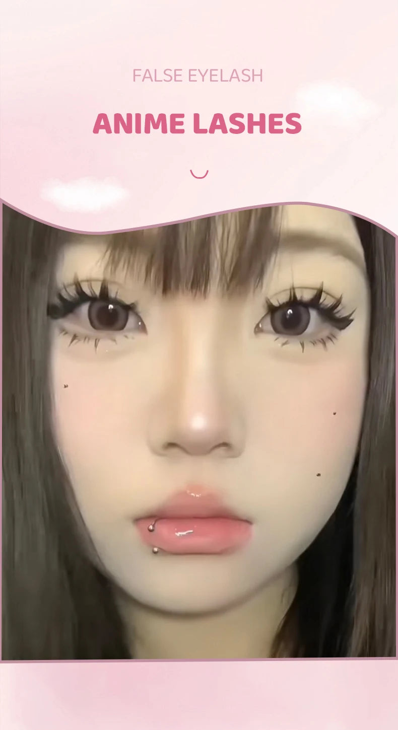 DINGSEN 5 Pairs Manga Lashes Eyes Lashes Soft Natural Long Eyelashes Fake Lashes Anime Wispy Strip False Eyelashes Makeup