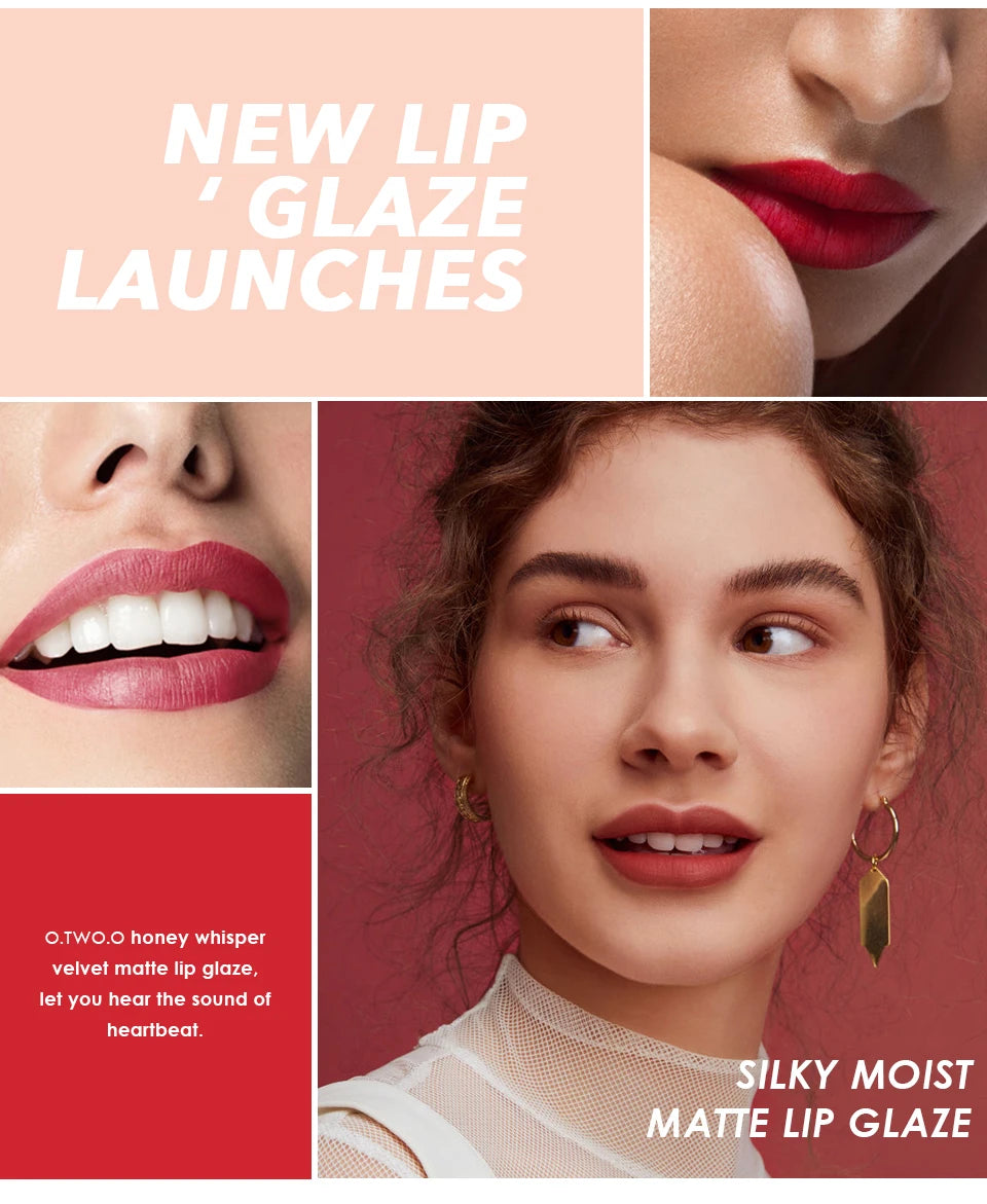 Wholesale O.TWO.O Lipstick Lip Gloss Makeup Waterproof Velvet 12 Colors Liquid Lip Stick Matte Long Lasting Sexy Red Lip Tint