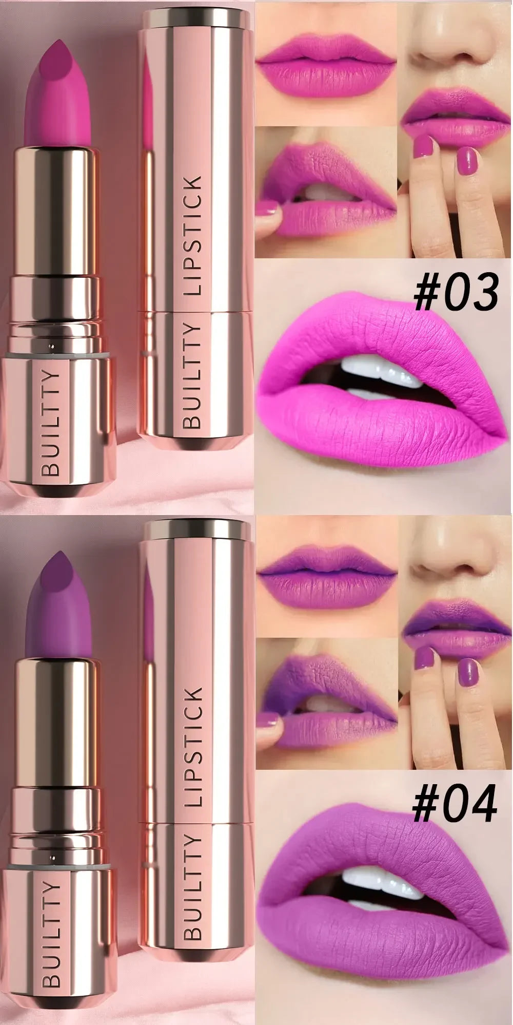Matte Lipstick 5 Colors Nude Red Moisturizer Smooth Lipstick Long Lasting Waterproof Lipstick Matte & Pearl Finish Makeup Gift
