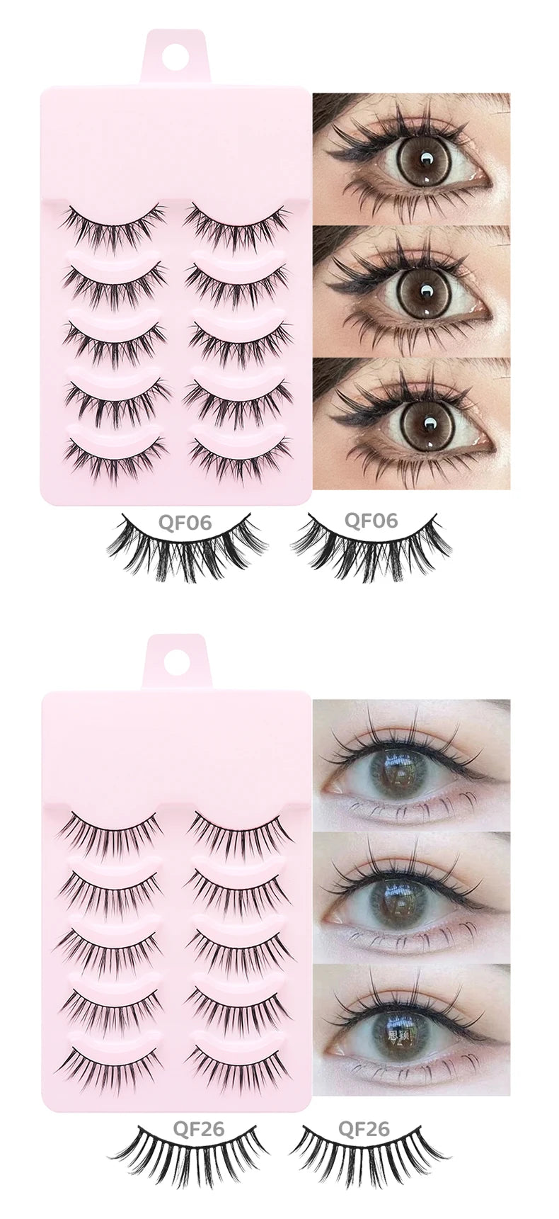 DINGSEN 5 Pairs Manga Lashes Eyes Lashes Soft Natural Long Eyelashes Fake Lashes Anime Wispy Strip False Eyelashes Makeup