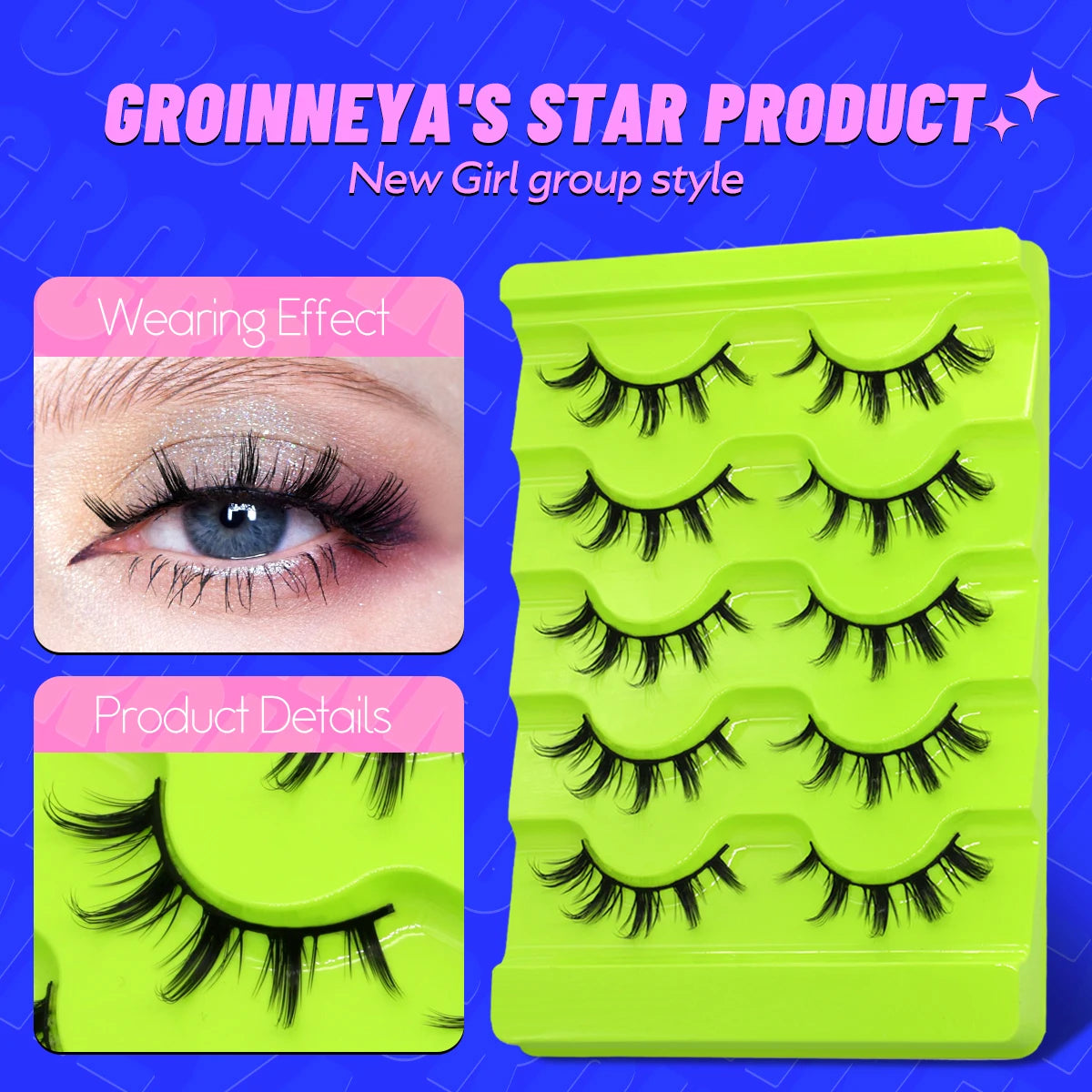 Manga Lashes Cat eye 3D Natural False Lashes Eyelashes Natural Look Manga Lashes Soft Cross Wispy Natural Eyelash Extension