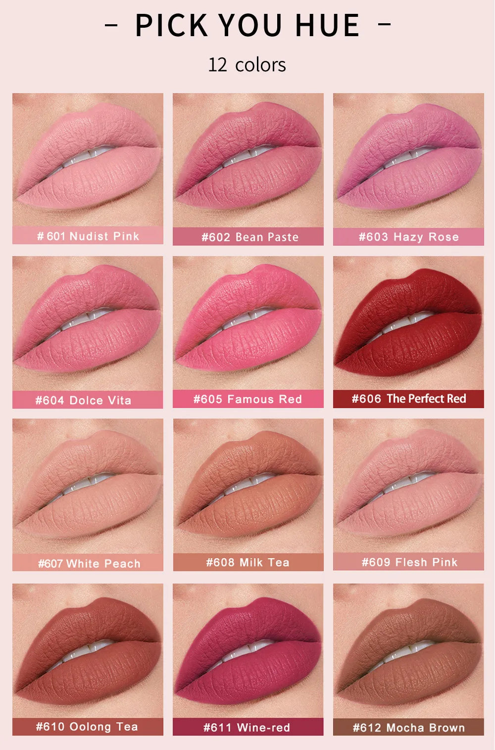HANDAIYAN Matte Nude Lipstick Velvet Finish Lipsticks Long-Lasting Waterproof Women's Makeup Korean Cosmetic Popular Gift Item