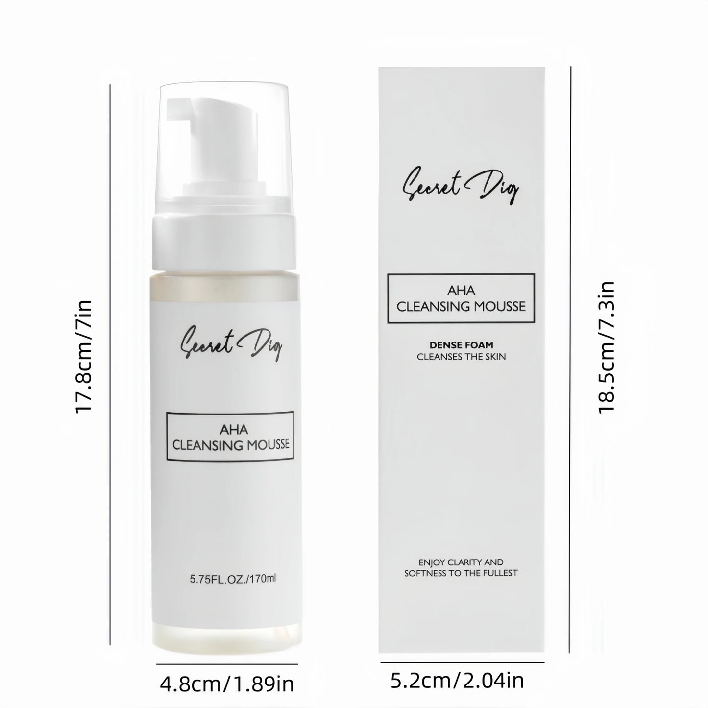 AHA Deep Cleansing Foam, Facial Cleanser, for Double Cleansing, AHA, Hyaluronic Acid, Glycerin, Face Wash, Blackhead Remover