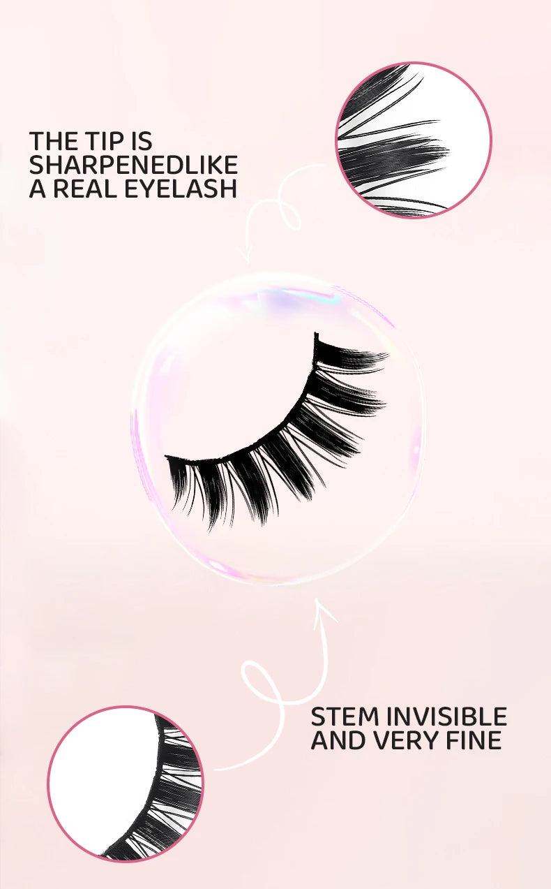DINGSEN 5 Pairs Manga Lashes Eyes Lashes Soft Natural Long Eyelashes Fake Lashes Anime Wispy Strip False Eyelashes Makeup