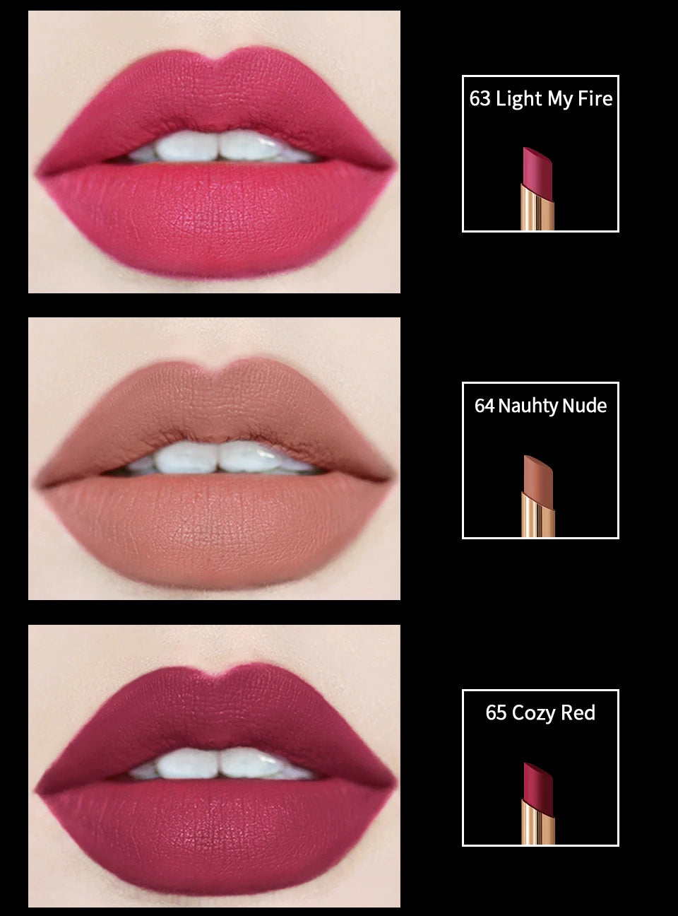 CHARMACY Long Lasting Waterproof Matte Nude Lipstick Luxury Korean Velvet Easy to Wear Lip Stick for Women Makeup Cosmetic