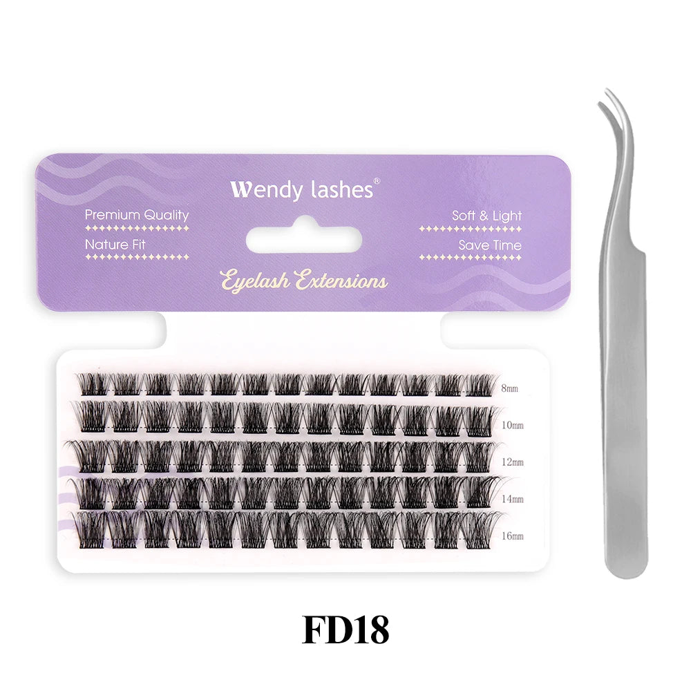 Wendy Lashes 60D/80D Lash Extension Kit 8-16mm Mix Lashes and Bond and Tweezers Faux Mink Eyelash Cilios Eyelash Supplies
