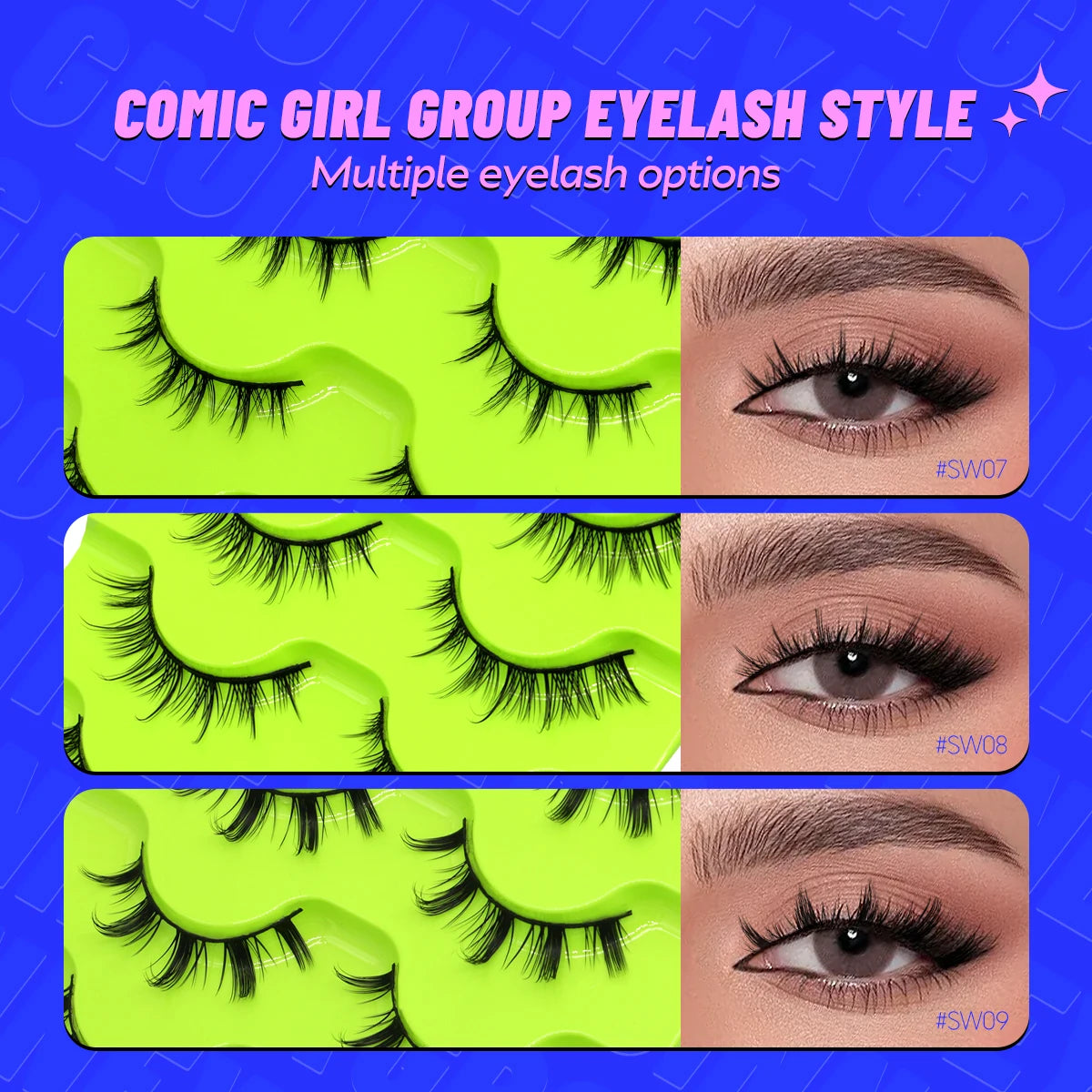 Manga Lashes Cat eye 3D Natural False Lashes Eyelashes Natural Look Manga Lashes Soft Cross Wispy Natural Eyelash Extension