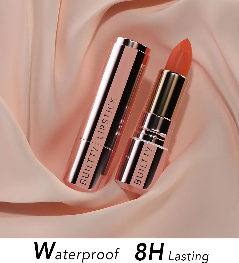Matte Lipstick 5 Colors Nude Red Moisturizer Smooth Lipstick Long Lasting Waterproof Lipstick Matte & Pearl Finish Makeup Gift