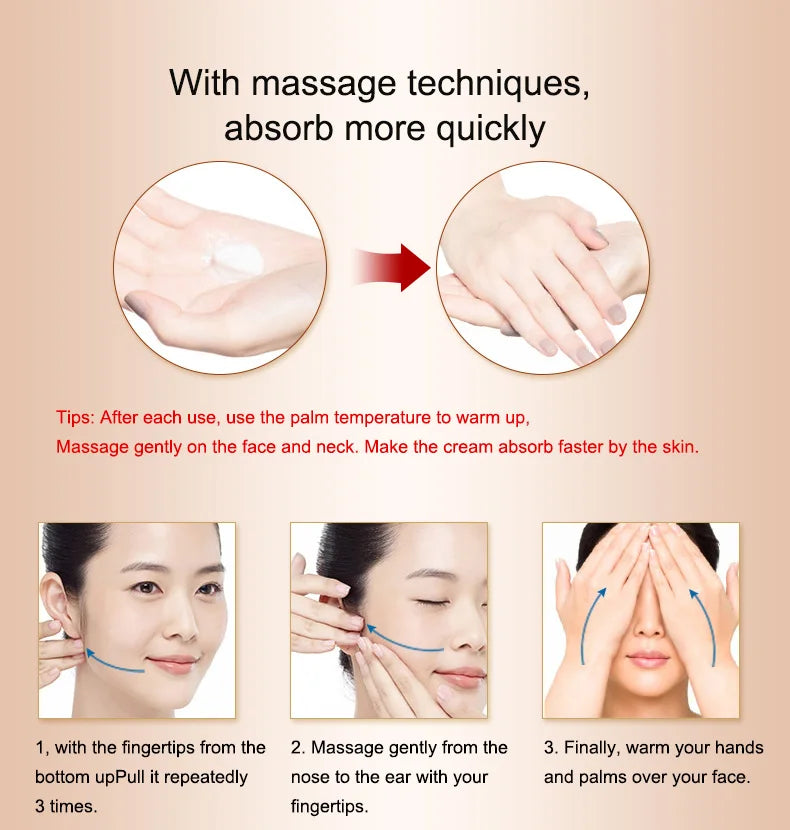 Korea Anti Aging Wrinkle Remover Face Cream Dry Skin Hydrating Facial Lifting Firming Day Night Cream Peptide Serum 50g