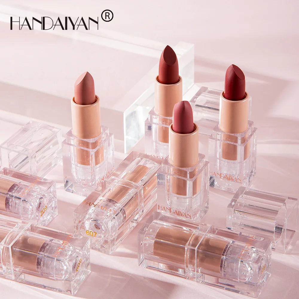 HANDAIYAN Matte Nude Lipstick Velvet Finish Lipsticks Long-Lasting Waterproof Women's Makeup Korean Cosmetic Popular Gift Item