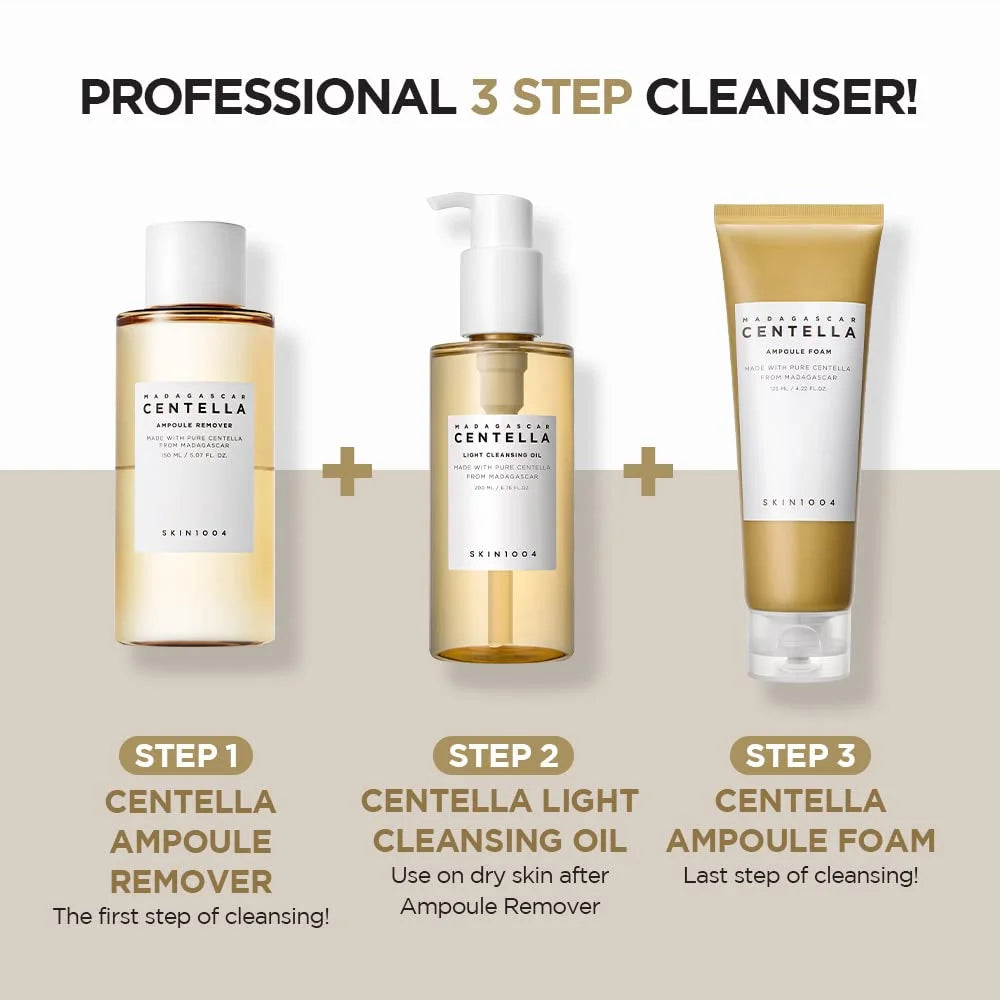 Korean Skin1004 Centella Ampoule Toner Cleanser Face Serum Cleaning Oil and Moisturizer Cream Skincare Kit Original Products Set