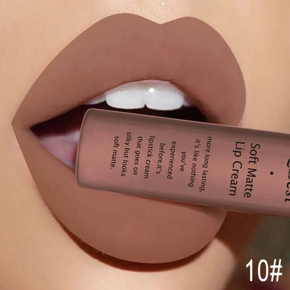 Nude Matte Lip Gloss Long-lasting Velvet Lipstick Waterproof Non-stick Cup Sexy Red Dark Lip Tint Purple Black Lip Glaze Makeup