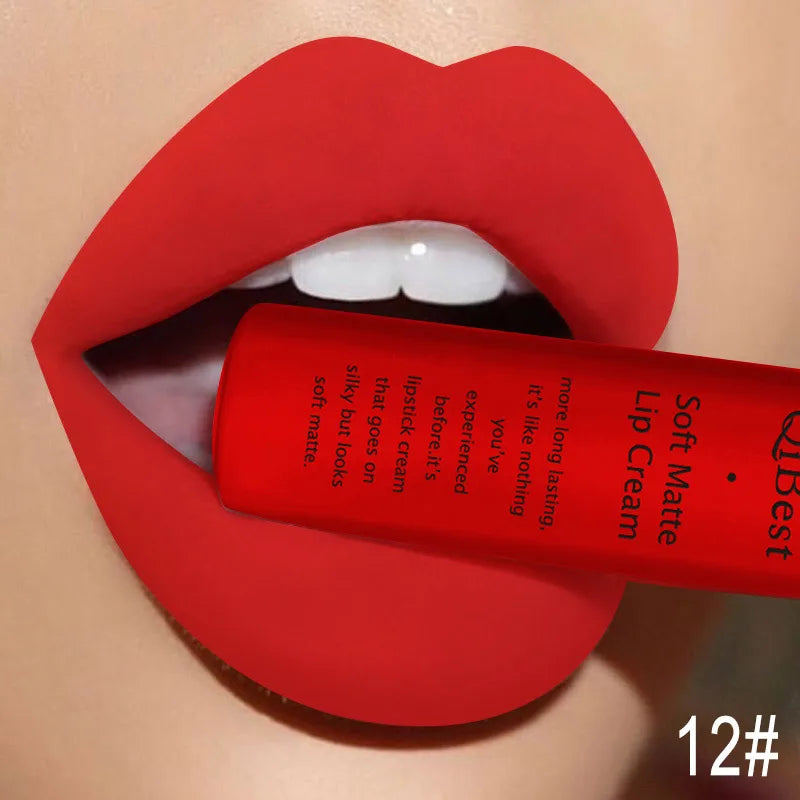 Nude Matte Lip Gloss Long-lasting Velvet Lipstick Waterproof Non-stick Cup Sexy Red Dark Lip Tint Purple Black Lip Glaze Makeup