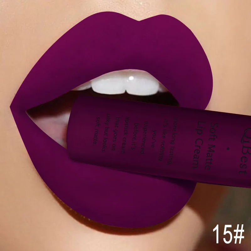 Nude Matte Lip Gloss Long-lasting Velvet Lipstick Waterproof Non-stick Cup Sexy Red Dark Lip Tint Purple Black Lip Glaze Makeup
