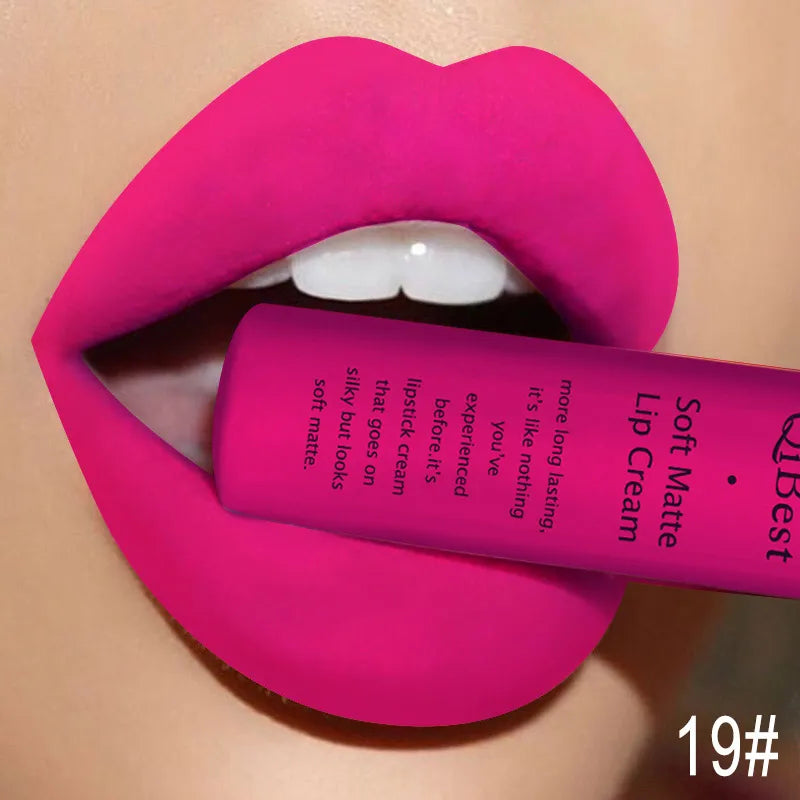 Nude Matte Lip Gloss Long-lasting Velvet Lipstick Waterproof Non-stick Cup Sexy Red Dark Lip Tint Purple Black Lip Glaze Makeup