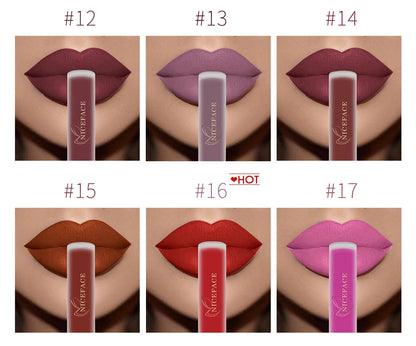 NICEFACE Nude Liquid Lipsticks Waterproof Velvet Matte Lip Gloss Long Lasting Non-stick Cup Lip Tint Makeup Pigment Cosmetics