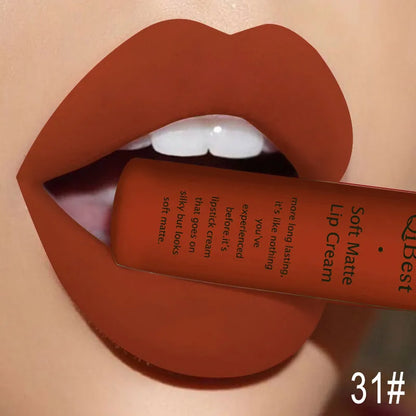 Nude Matte Lip Gloss Long-lasting Velvet Lipstick Waterproof Non-stick Cup Sexy Red Dark Lip Tint Purple Black Lip Glaze Makeup