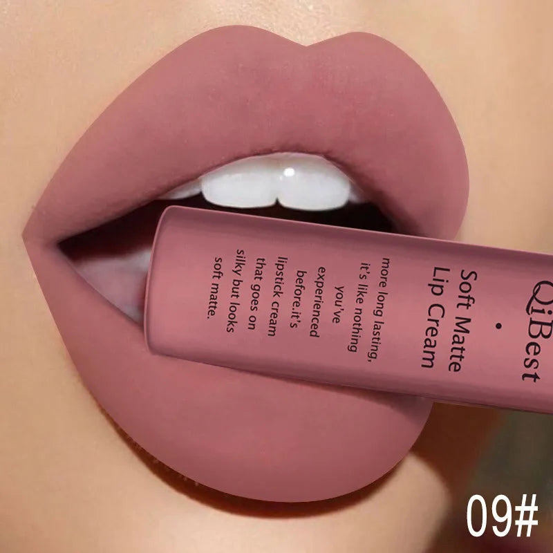 Nude Matte Lip Gloss Long-lasting Velvet Lipstick Waterproof Non-stick Cup Sexy Red Dark Lip Tint Purple Black Lip Glaze Makeup