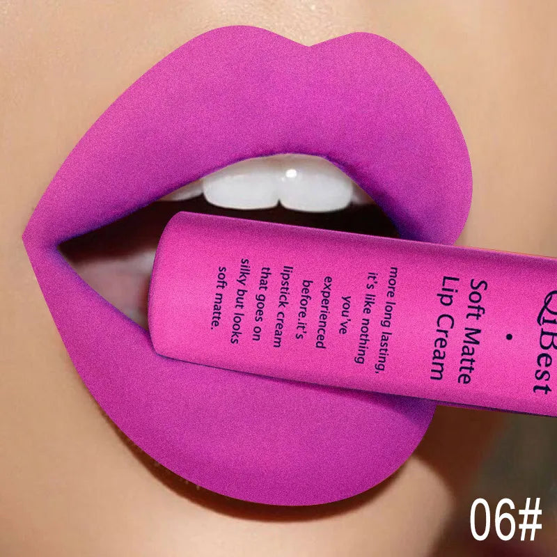 Nude Matte Lip Gloss Long-lasting Velvet Lipstick Waterproof Non-stick Cup Sexy Red Dark Lip Tint Purple Black Lip Glaze Makeup
