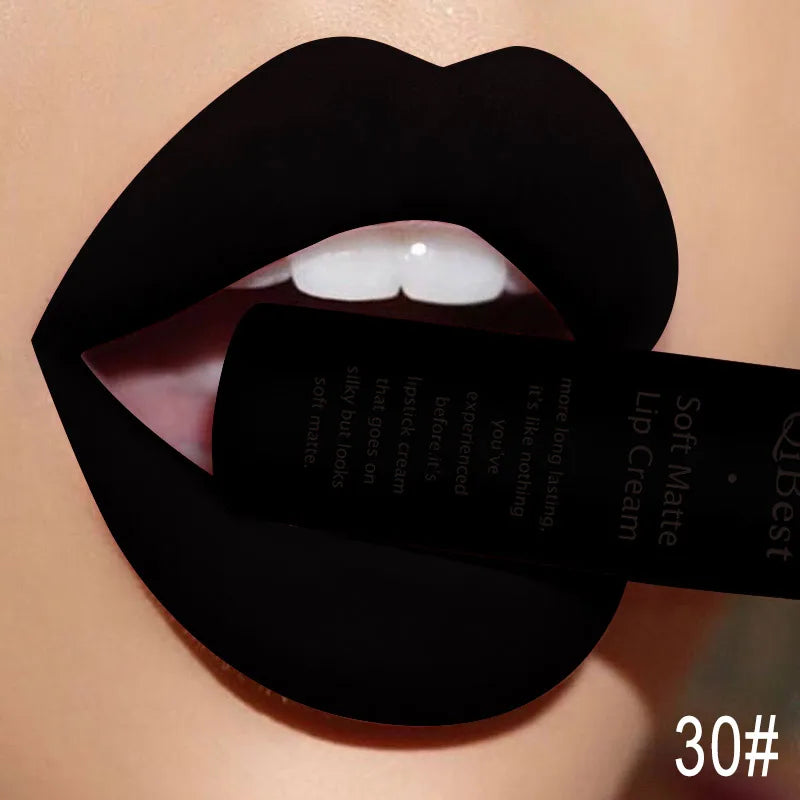 Nude Matte Lip Gloss Long-lasting Velvet Lipstick Waterproof Non-stick Cup Sexy Red Dark Lip Tint Purple Black Lip Glaze Makeup