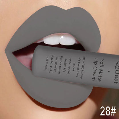 Nude Matte Lip Gloss Long-lasting Velvet Lipstick Waterproof Non-stick Cup Sexy Red Dark Lip Tint Purple Black Lip Glaze Makeup