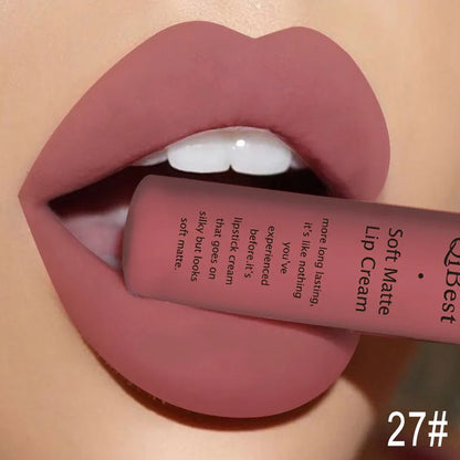 Nude Matte Lip Gloss Long-lasting Velvet Lipstick Waterproof Non-stick Cup Sexy Red Dark Lip Tint Purple Black Lip Glaze Makeup