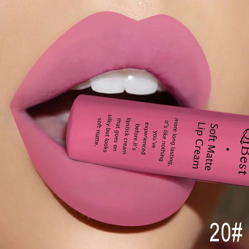 Nude Matte Lip Gloss Long-lasting Velvet Lipstick Waterproof Non-stick Cup Sexy Red Dark Lip Tint Purple Black Lip Glaze Makeup