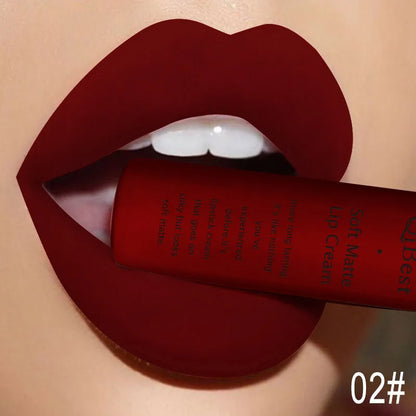 Nude Matte Lip Gloss Long-lasting Velvet Lipstick Waterproof Non-stick Cup Sexy Red Dark Lip Tint Purple Black Lip Glaze Makeup