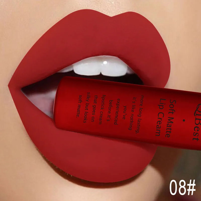 Nude Matte Lip Gloss Long-lasting Velvet Lipstick Waterproof Non-stick Cup Sexy Red Dark Lip Tint Purple Black Lip Glaze Makeup