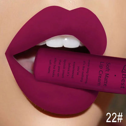Nude Matte Lip Gloss Long-lasting Velvet Lipstick Waterproof Non-stick Cup Sexy Red Dark Lip Tint Purple Black Lip Glaze Makeup