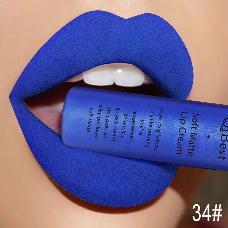 Nude Matte Lip Gloss Long-lasting Velvet Lipstick Waterproof Non-stick Cup Sexy Red Dark Lip Tint Purple Black Lip Glaze Makeup