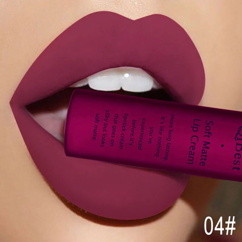 Nude Matte Lip Gloss Long-lasting Velvet Lipstick Waterproof Non-stick Cup Sexy Red Dark Lip Tint Purple Black Lip Glaze Makeup