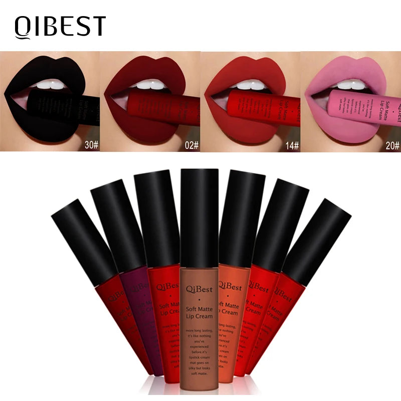 Nude Matte Lip Gloss Long-lasting Velvet Lipstick Waterproof Non-stick Cup Sexy Red Dark Lip Tint Purple Black Lip Glaze Makeup