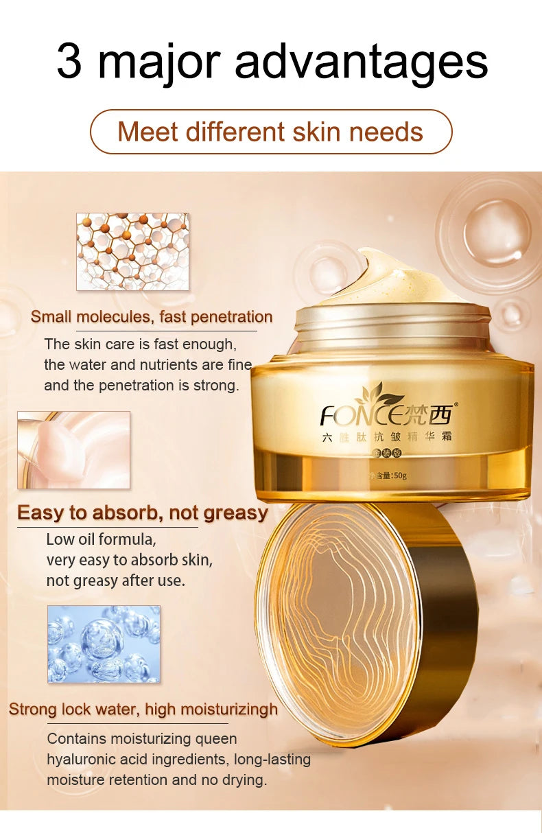 Korea Anti Aging Wrinkle Remover Face Cream Dry Skin Hydrating Facial Lifting Firming Day Night Cream Peptide Serum 50g