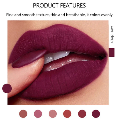 6Pcs Velvet Matte Lipstick Kit Lips Makeup Nude Waterproof Lip Stick Makeup Cosmetics Foggy Matte Tint Lip Balm Cream Pigment