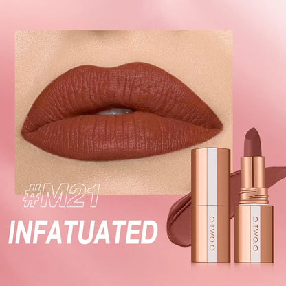 O.TWO.O Matte Lipstick Long Lasting Waterproof Lip Stick Smudge-free Classic Highly Pigmented Velvet Finish Lip Tint Makeup