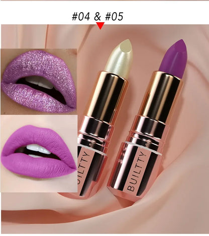 Pearl White Exhibitionist Lipstick Nude Red Pink Matte Lipstick Long Lasting Smudge Proof Waterproof Non-Transfer Formula