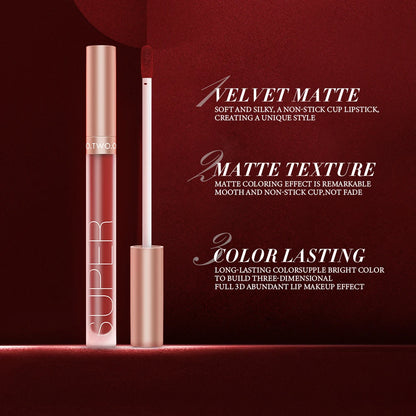 Wholesale O.TWO.O Lipstick Lip Gloss Makeup Waterproof Velvet 12 Colors Liquid Lip Stick Matte Long Lasting Sexy Red Lip Tint